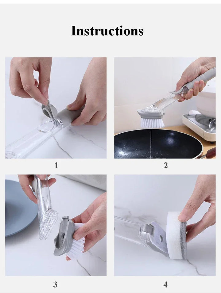 2-in-1 Kitchen Cleaning Brush - Soap Dispensing Dishwashing Tool