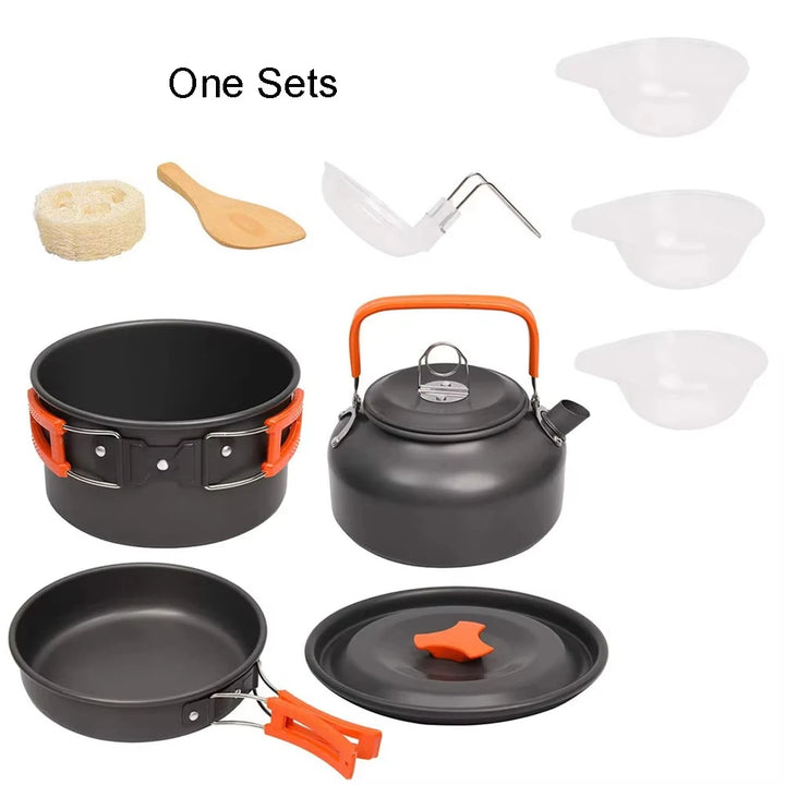 Camping Cookware Kit - Portable Aluminum Cooking Set for Hiking