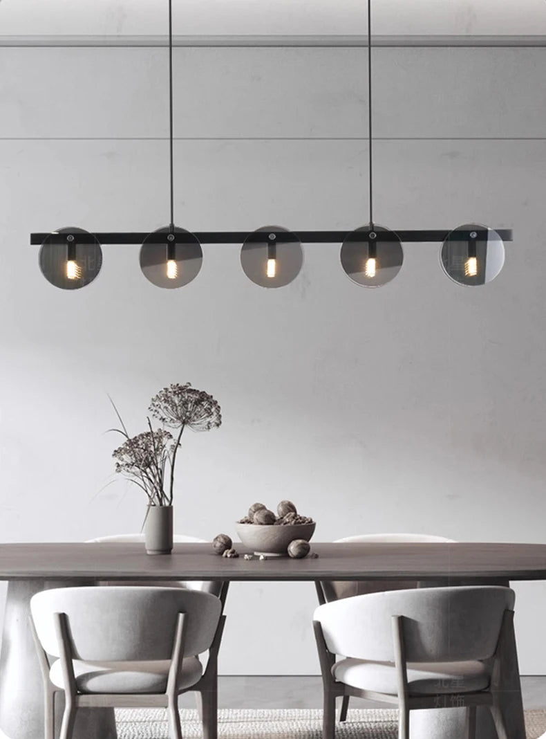 Modern Glass Pendant Light - Adjustable Chandelier for Dining Room