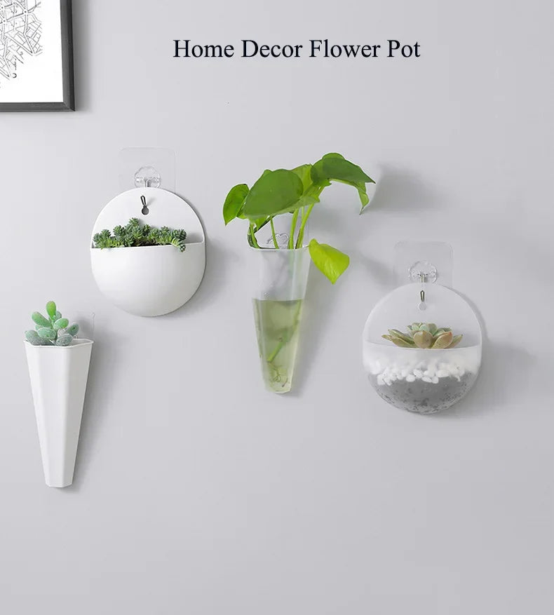 Garden Style Wall Hanging Plant Pot, Plastic Floating Levitating Plant Vase, Wall Mounted Storage Organizer, for Living Room