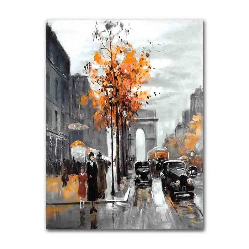 Canvas Paintings Home Decor HD Prints Posters  Abstract City Street Landscape Pictures For Living Room Wall Art Framework