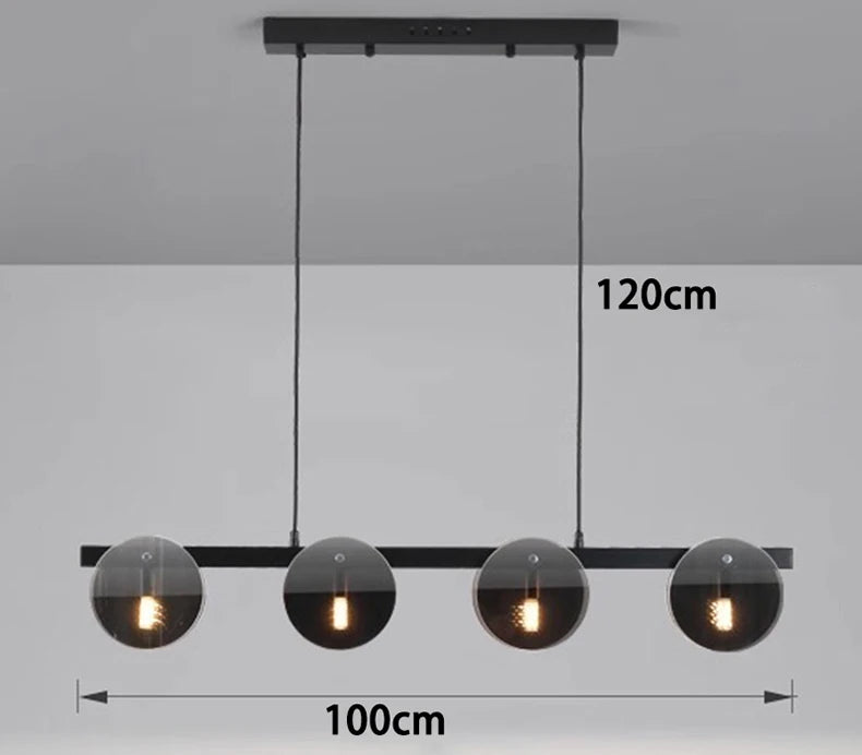 Modern Glass Pendant Light - Adjustable Chandelier for Dining Room