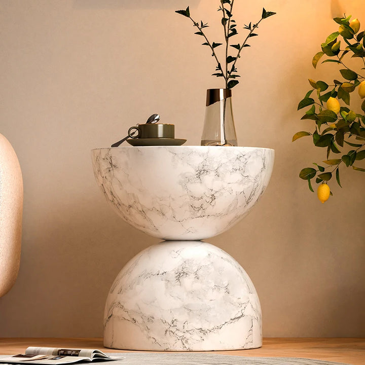 Modern Faux Marble Side Table – Luxury Minimalist End Table &amp; Nightstand
