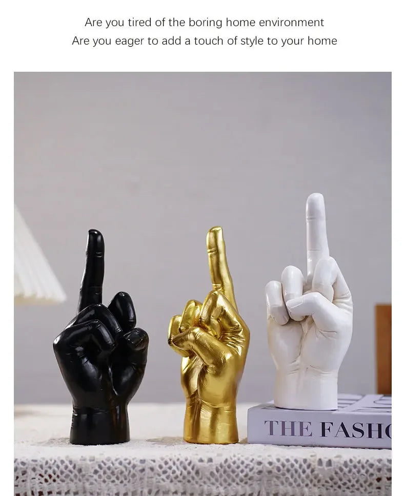 Hip Hop Middle Finger Resin Statue - Modern Desktop Decor