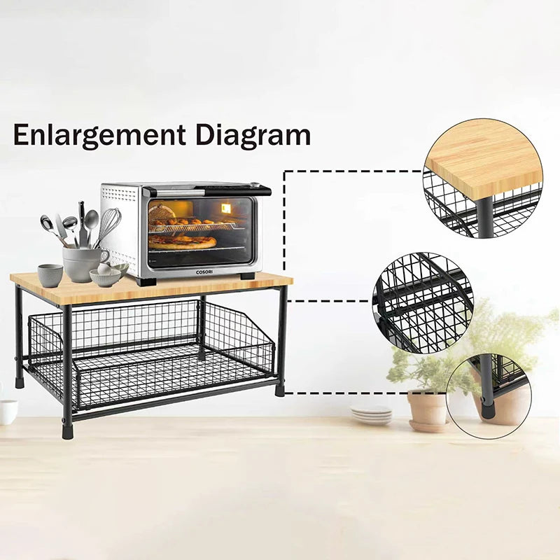 Kitchen Countertop Organizer - 2-Tier Shelf for Microwave &amp; Spices