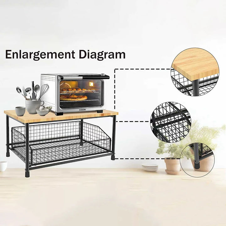 Kitchen Countertop Organizer - 2-Tier Shelf for Microwave &amp; Spices