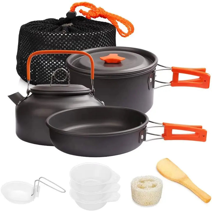Camping Cookware Kit - Portable Aluminum Cooking Set for Hiking