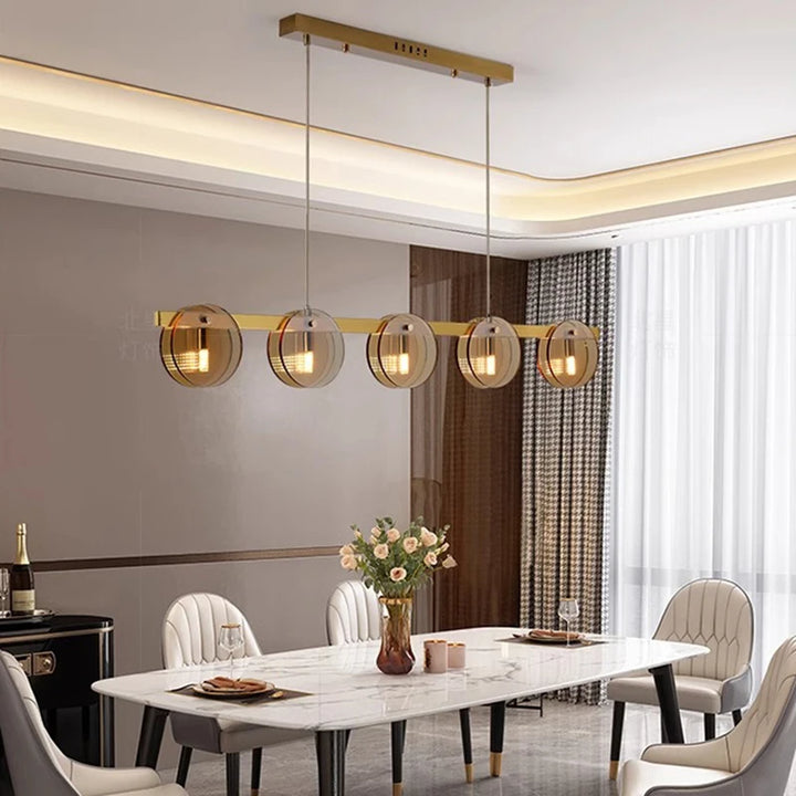 Modern Glass Pendant Light - Adjustable Chandelier for Dining Room