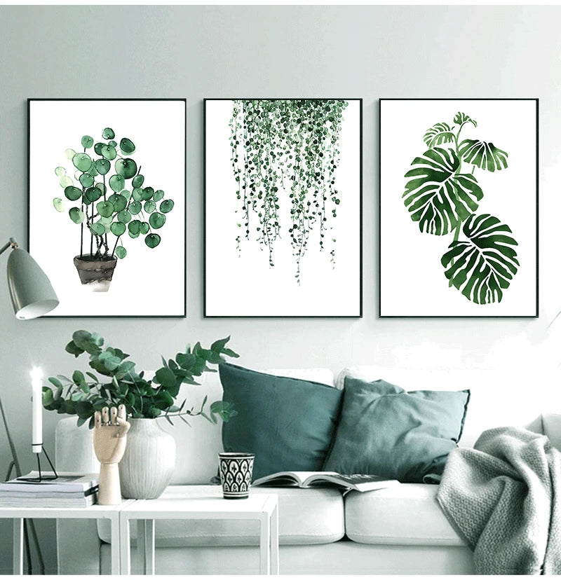 Scandinavian Tropical Plants Poster - Green Leaves Wall Art