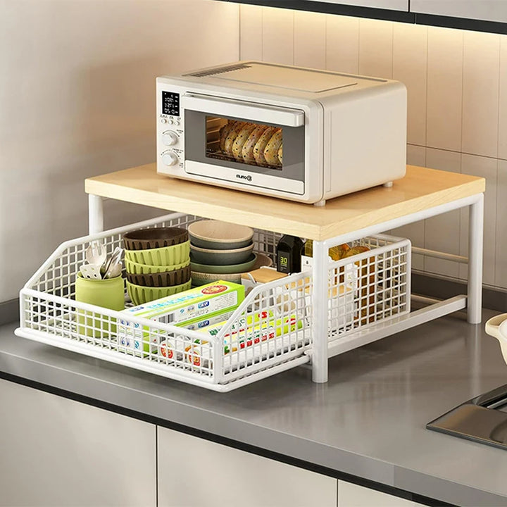 Kitchen Countertop Organizer - 2-Tier Shelf for Microwave &amp; Spices