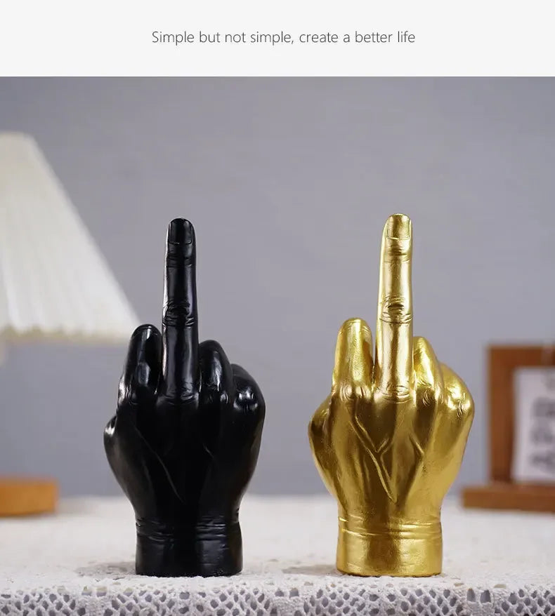 Hip Hop Middle Finger Resin Statue - Modern Desktop Decor