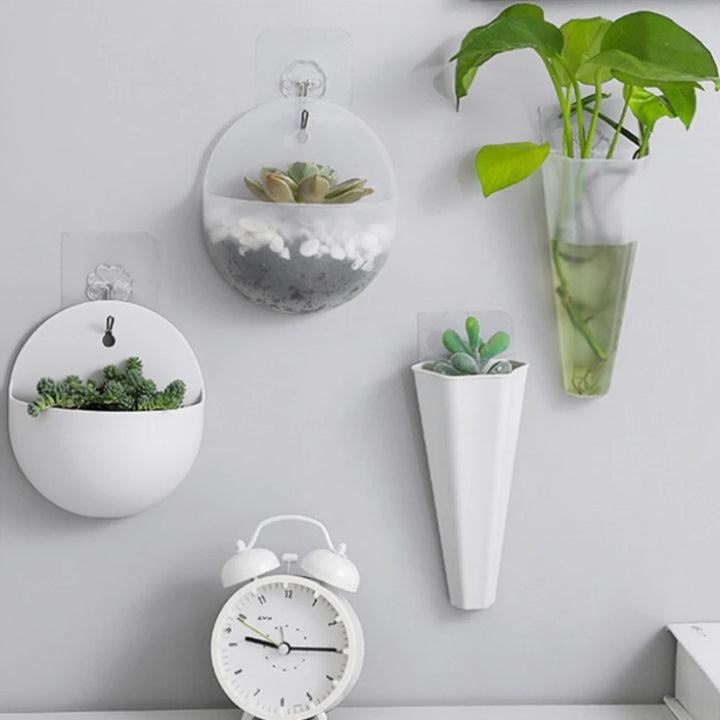 Garden Style Wall Hanging Plant Pot, Plastic Floating Levitating Plant Vase, Wall Mounted Storage Organizer, for Living Room